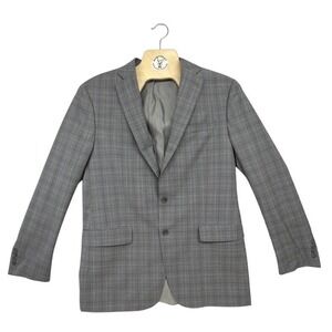 Zignone Emotion Super 100s Wool Blazer Men's 42L‎ Gray Plaid Tailored
